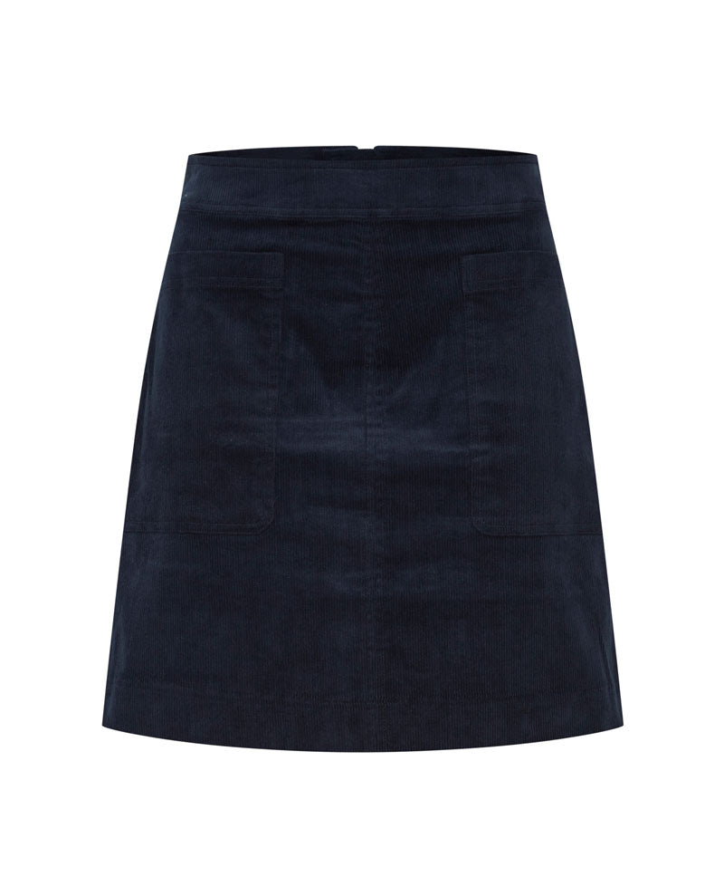 Ichi Cordy Navy Skirt Front | Biscuit Clothing