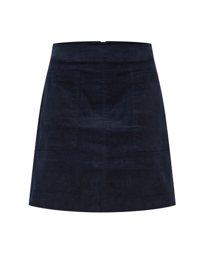 Ichi Cordy Navy Skirt Front | Biscuit Clothing