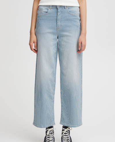 Ichi Cilk Washed Blue Stripe Trouser