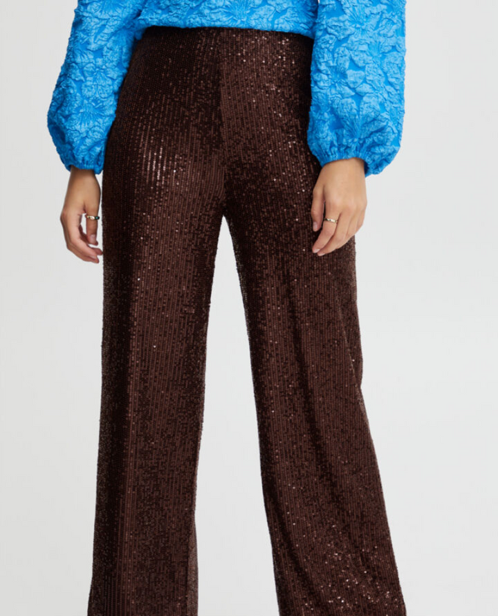 Ichi Fauci Sequin Coffee Trouser