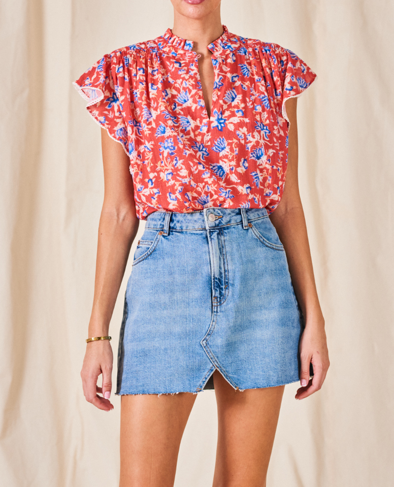 Mabe Ria Print Red Top