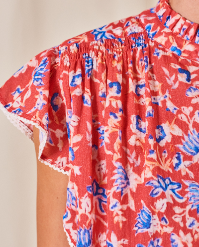 Mabe Ria Print Red Top