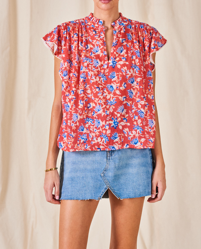 Mabe Ria Print Red Top