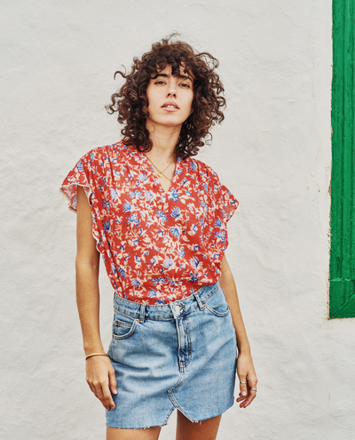 Mabe Ria Print Red Top