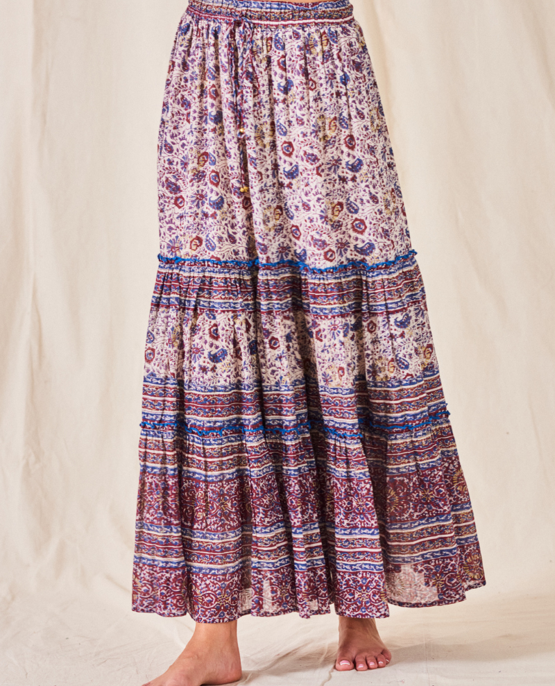 Mabe Rosa Print Multicolor Maxi Skirt