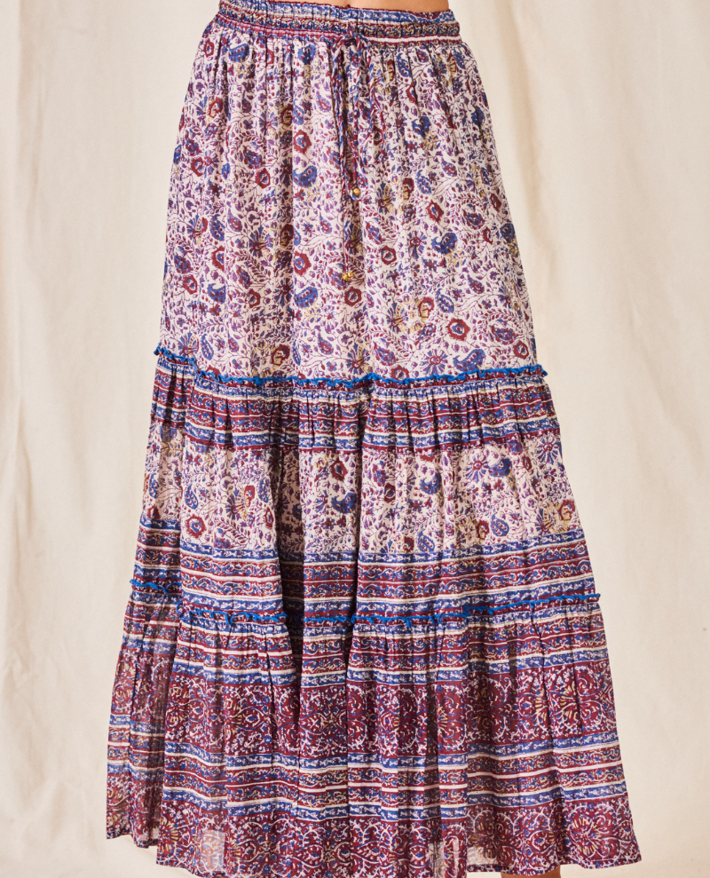 Mabe Rosa Print Multicolor Maxi Skirt