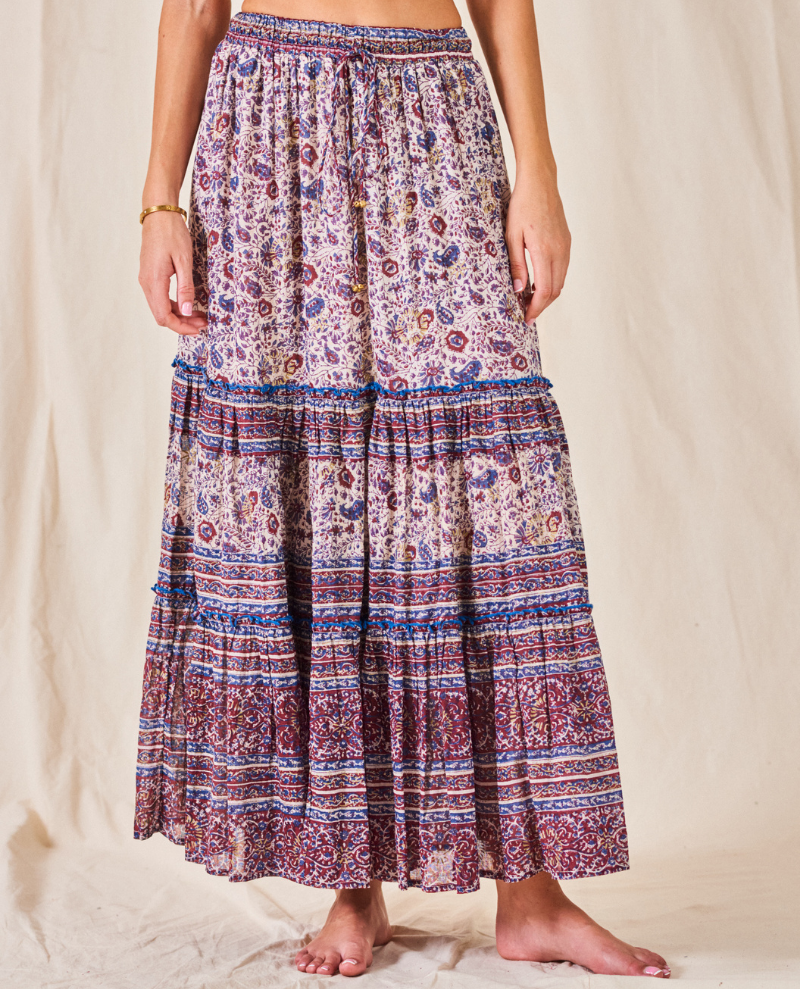 Mabe Rosa Print Multicolor Maxi Skirt