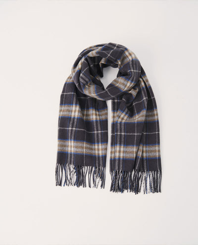Part Two Kecita Navy Check Scarf | Biscuit Clothing