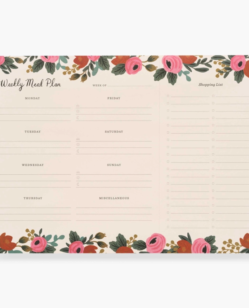 Rifle Paper Co. Rosa Weekly Meal Planner Notepad