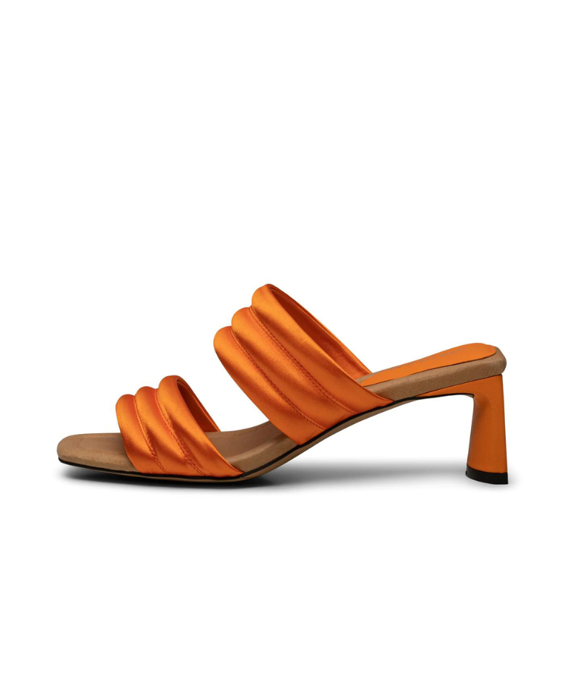 Shoe The Bear Sylvi Orange Satin Textile Padded Strap