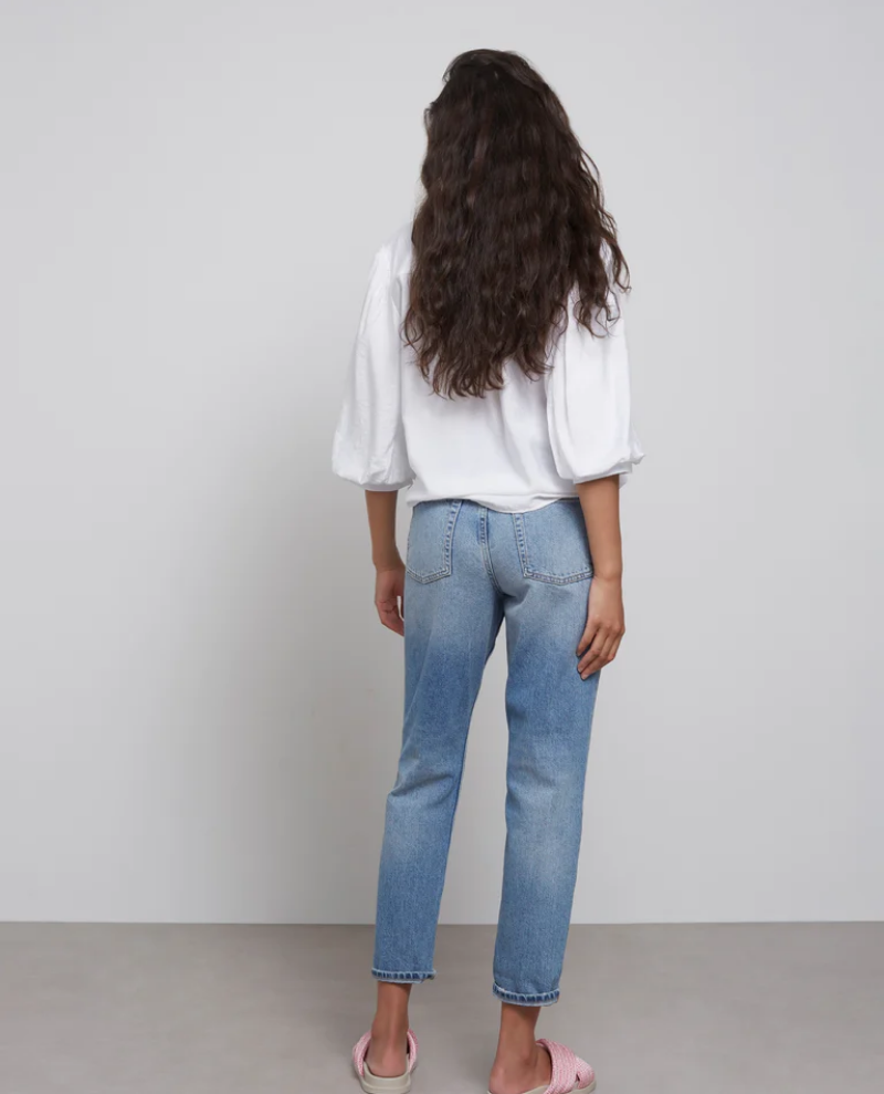 Yaya High Waist Straight Leg Blue Jeans