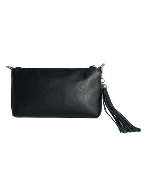 Fioriblu ladies Italian Leather Black Evening Clutch Bag Purse | Biscuit Clothing Edinburgh