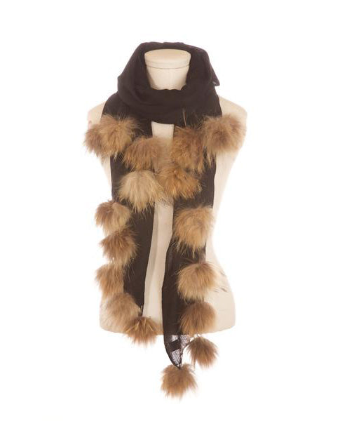 Popski London Cashmere and Fur Pashmina