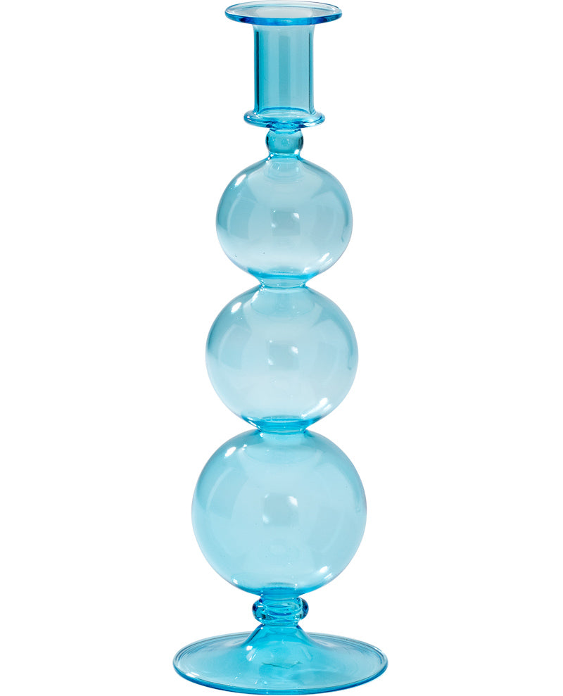 Anna and Nina blue bubble glass candle stick