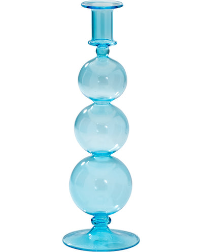 Anna and Nina blue bubble glass candle stick