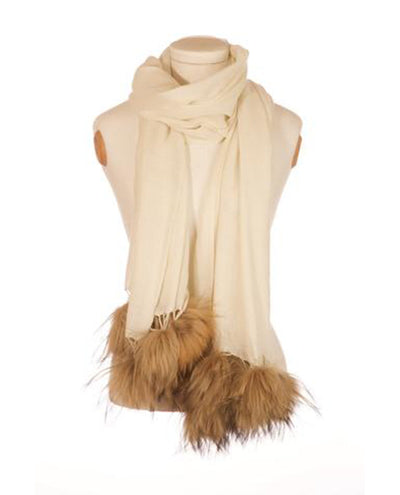 Popski London Cashmere and Fur Pashmina