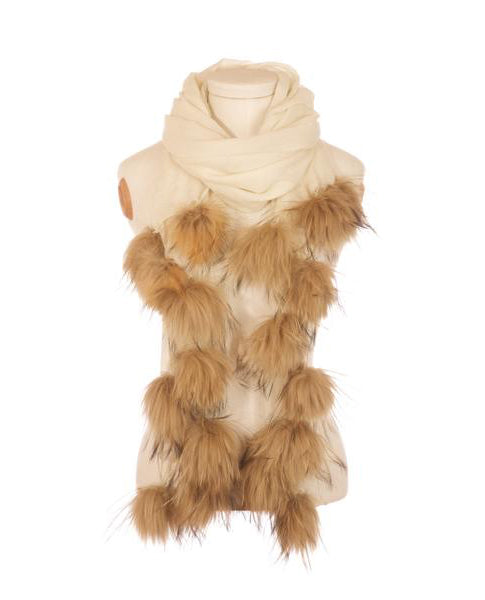 Popski London Cashmere and Fur Pashmina