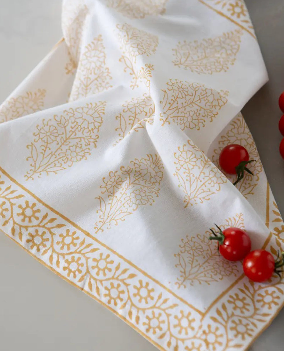 Grand Illusions Block Print Saffron Napkin